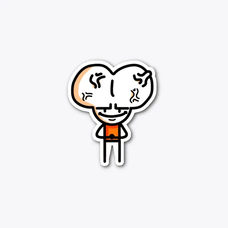 Big Brain Orange Guy Sticker