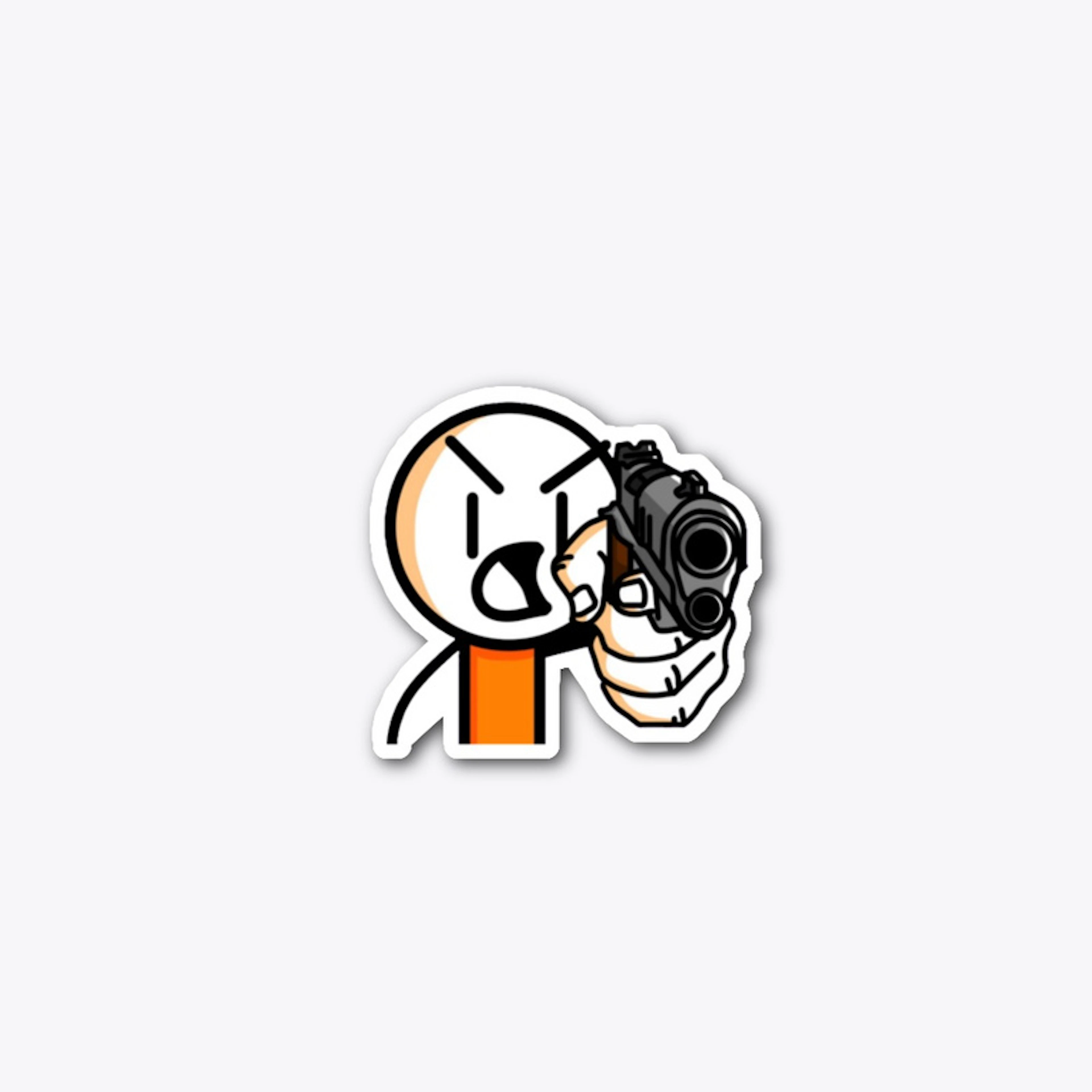 Orange Guy Sticker But He Has A Gun